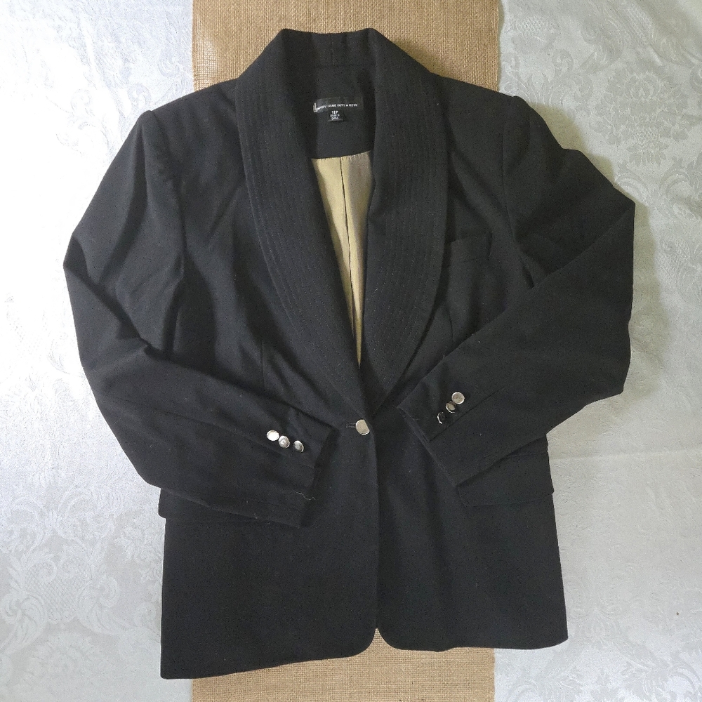 Larry Levine Suits Petite Black Blazer Professional Attire Office Formal 12P
